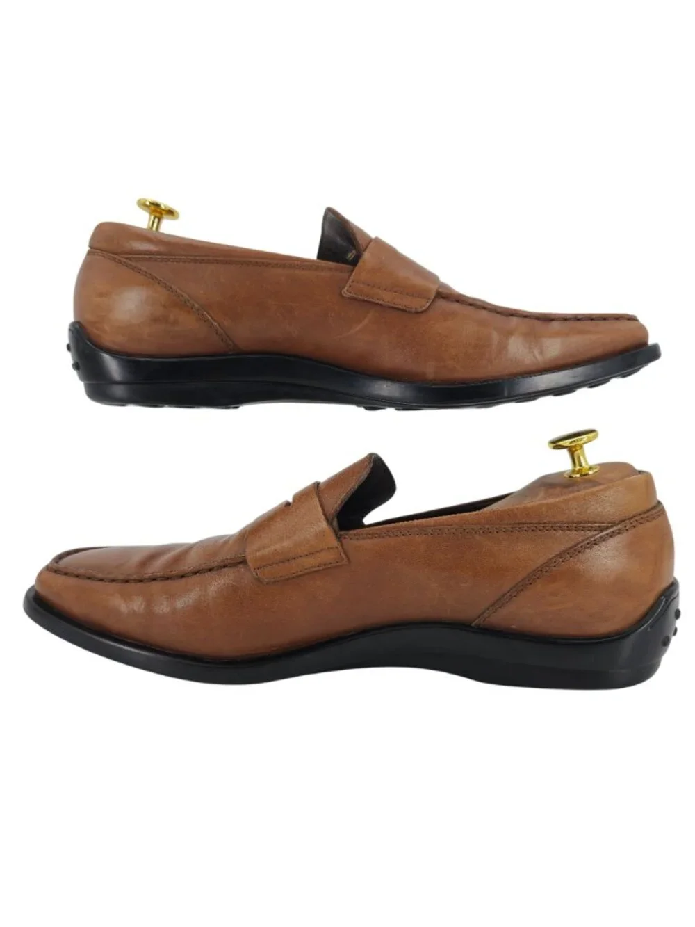 Tods Italy Mens Size 9.5 Light Brown Leather Dress Casual Shoes Penny Loafers - Picture 6 of 11